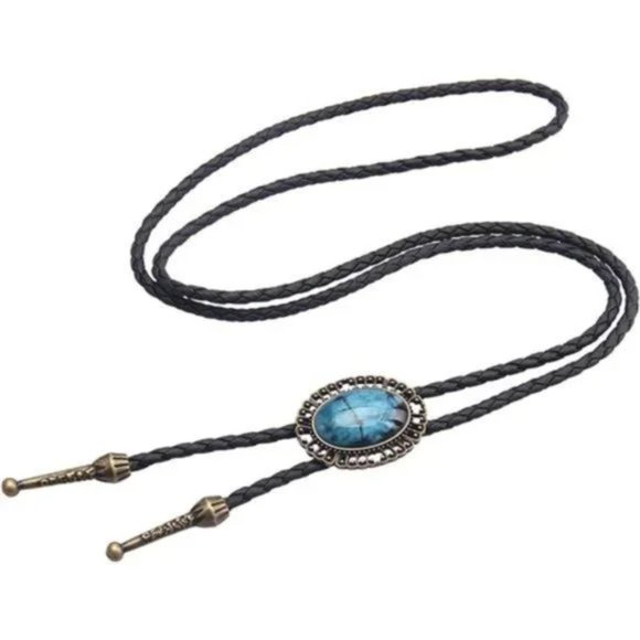 New Native American Bolo Tie Rodeo Cowboy Leather - Picture 3 of 8